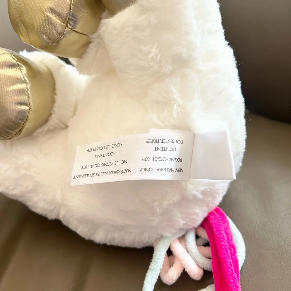 Claire's White Unicorn Plush 14”inch Aurora with Gold and Pink Details